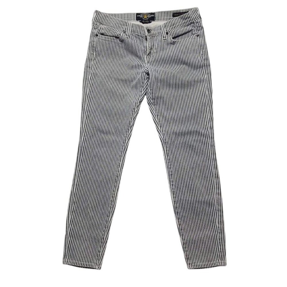 Lucky Brand Blue White Rail Stripe 8 / 29 Charlie Skinny Jeans